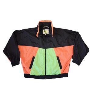 Gitano Windbreaker Men L Full Zip 90s Neon Color Block Retro Chunky Streetstyle